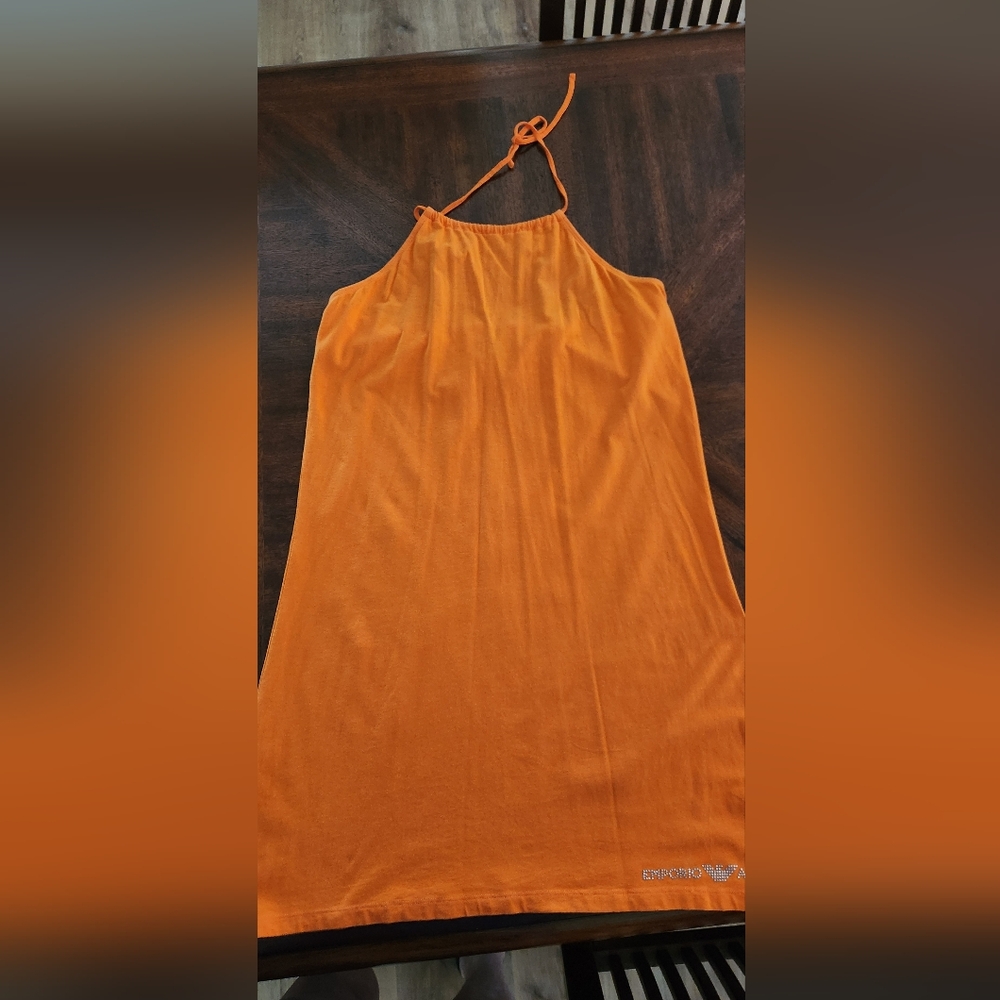 Armani Orange Halter Neck Beach Dress